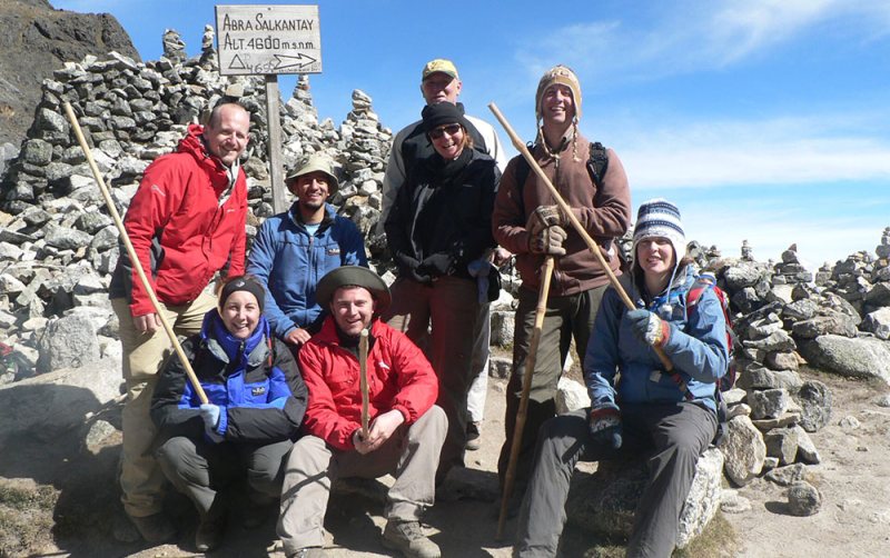 the team trekking in peru