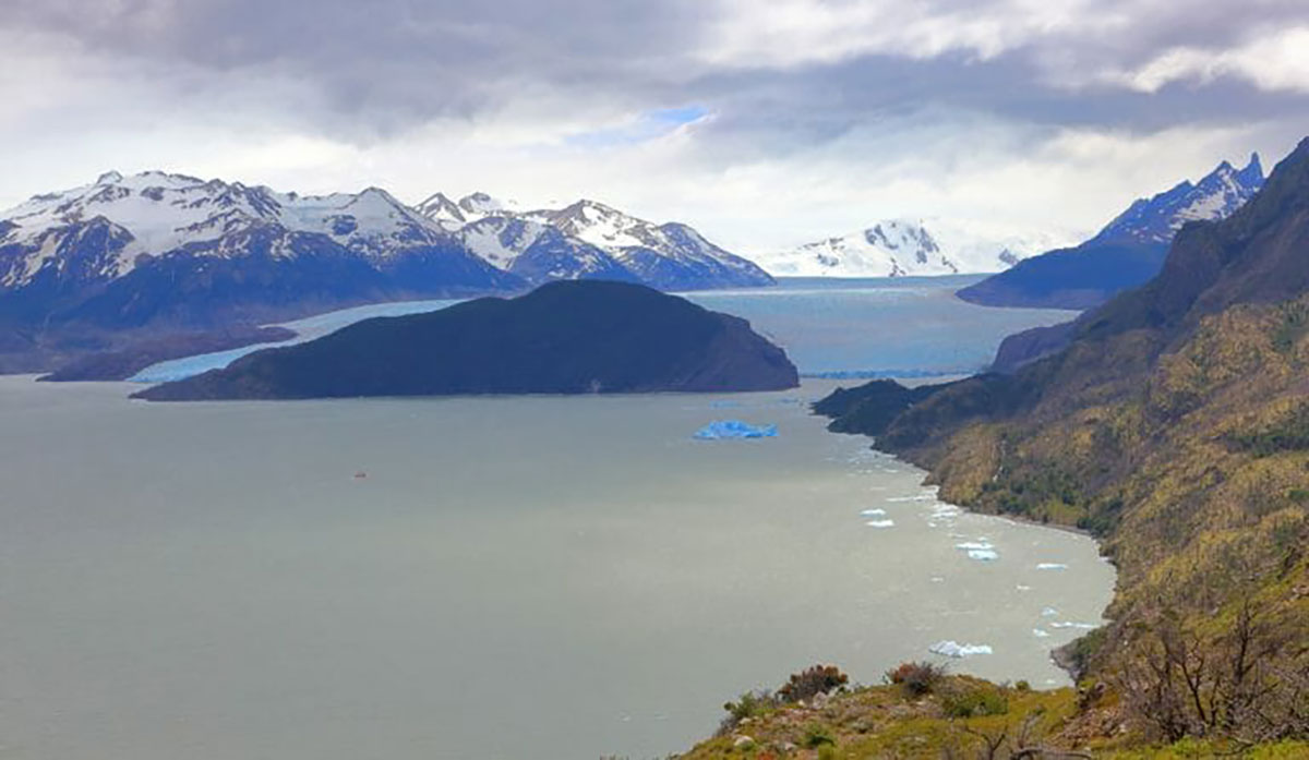 View To Grey Glacier Paine National Park Patagonia Chile