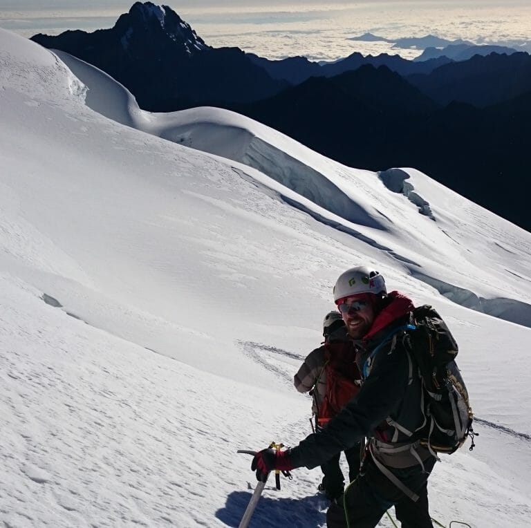 Climbing Huayna Potosi, ice-covered Bolivian peaks