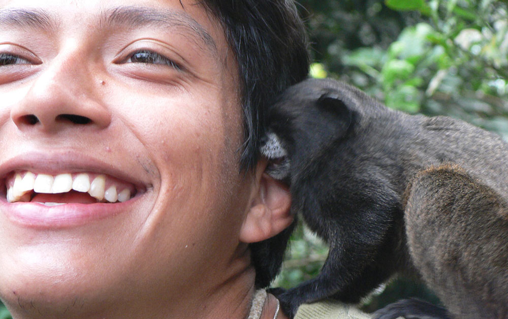 capuchin monkey and guide ecuador
