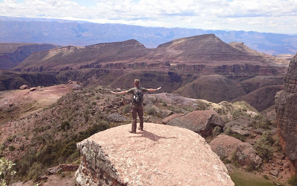 man stunning views torotoro bolivia