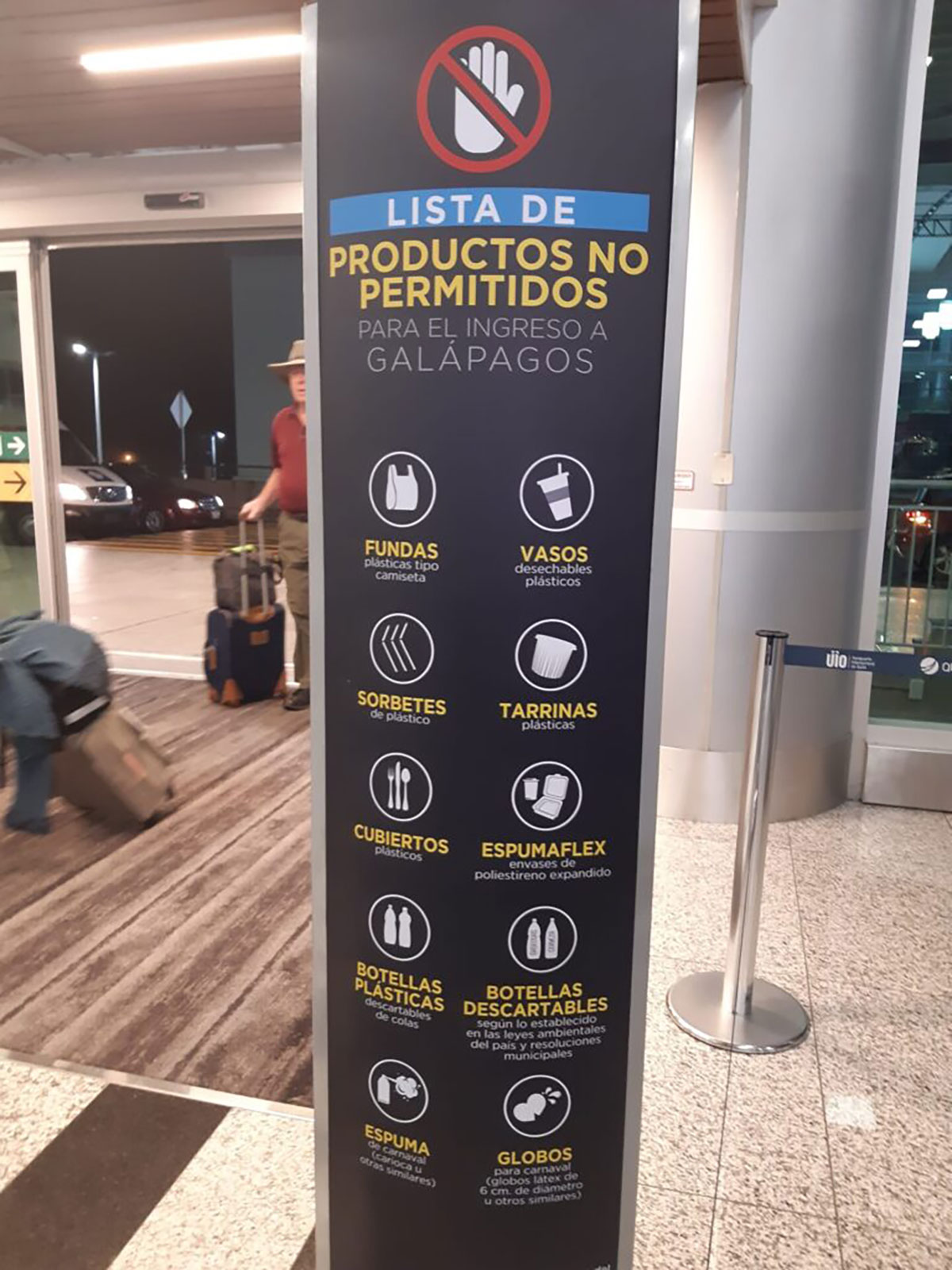 Quito airport list of prohibited items for Galapagos flight