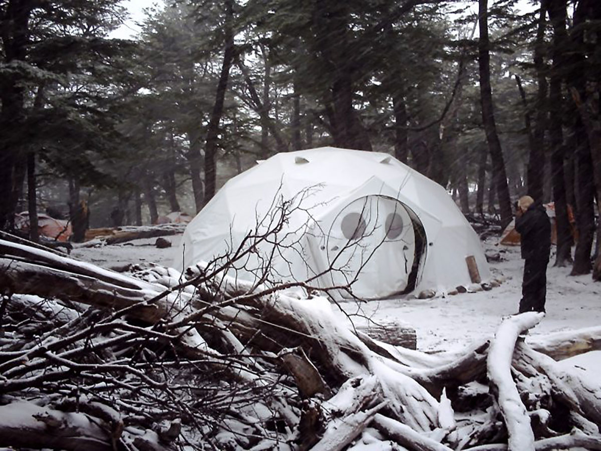 Snow around the dining tent