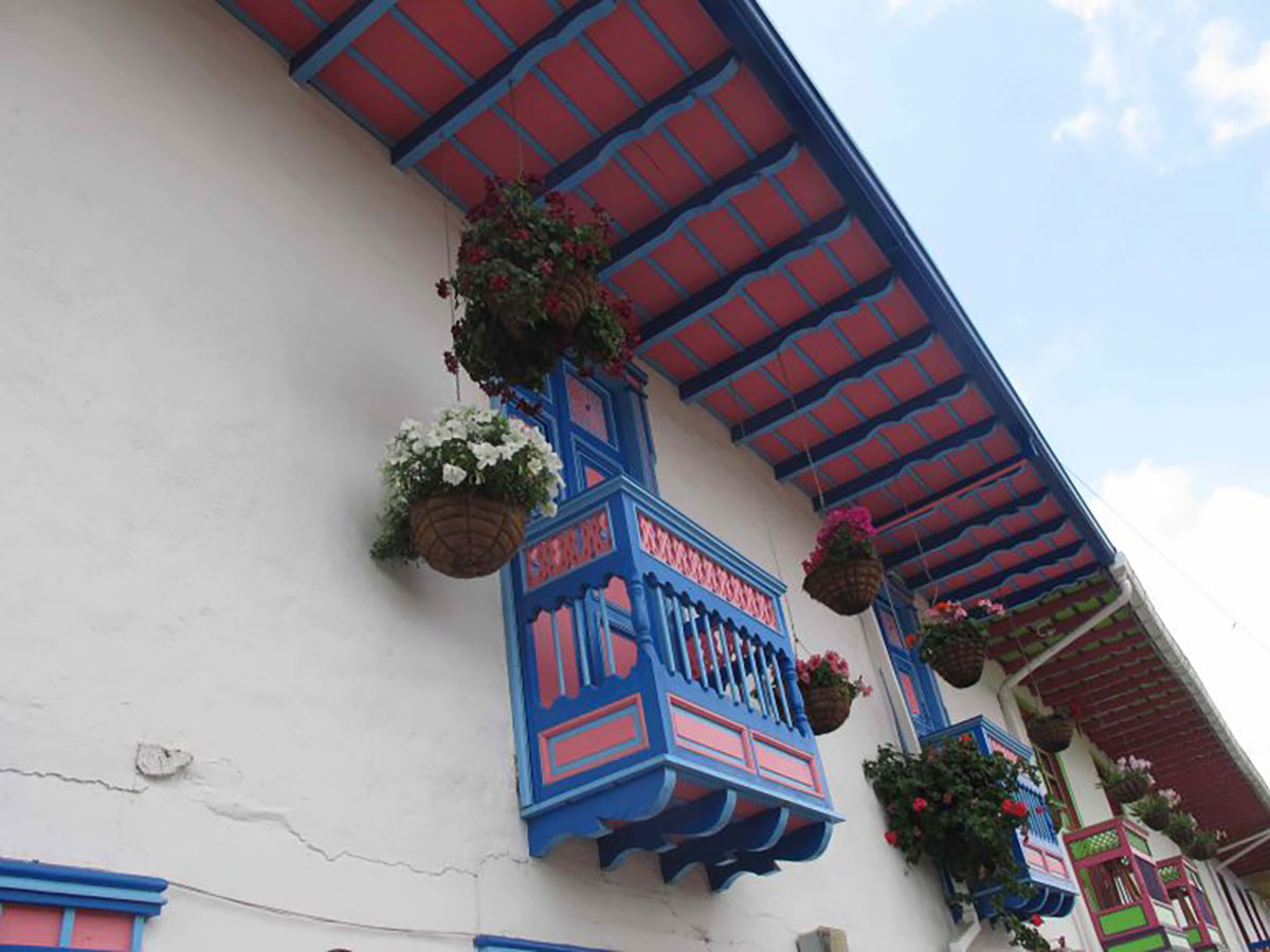 Colourful Salento Town House Balconies Colombia