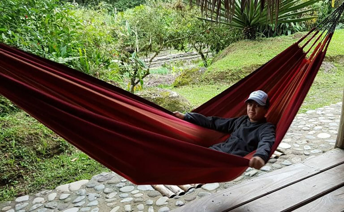 Relaxing in a hammock