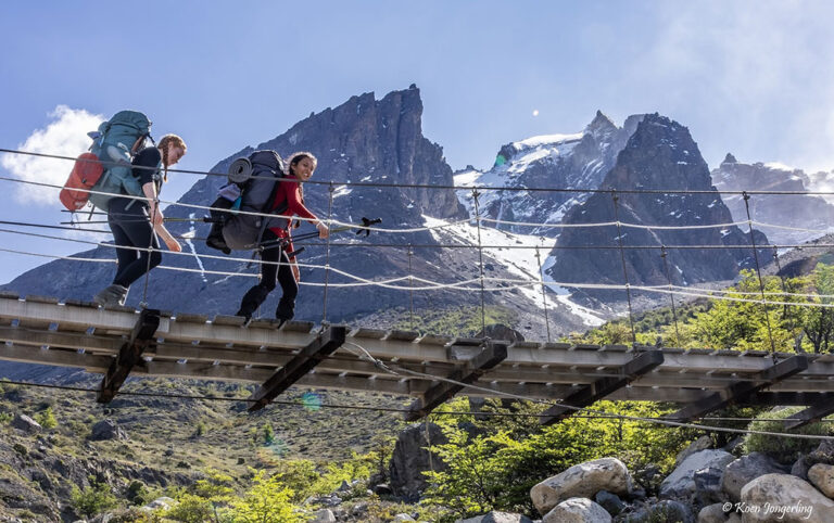 hiking on bridges in Torres del Paine National Park Patagonia Chile Koen