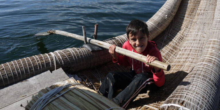 Lake titicaca traditional boat