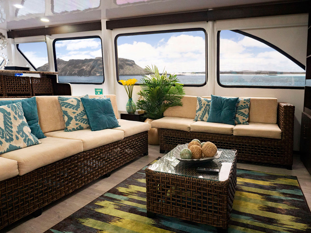 Lounge Area EcoGalaxy First Class Galapagos Catamaran