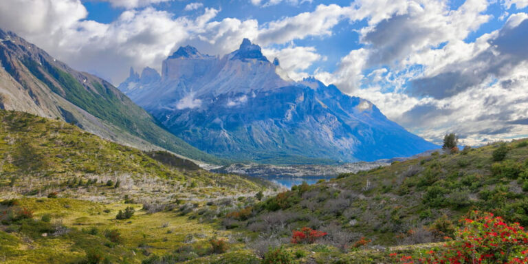 View To Los Cuernos Paine National Park Patagonia Chile