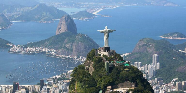 Christ Redeemer On Peak Rio Brazil