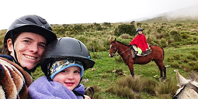 Kat and kids on horses Ecuador