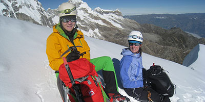 On Ishinca summit Cordillera Blanca Peru