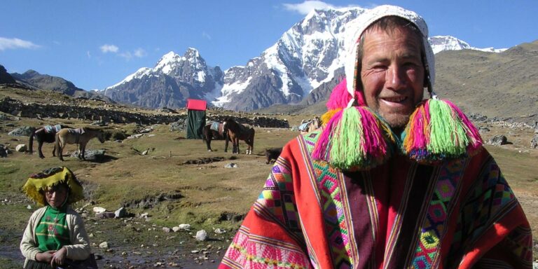 Trekker In Local Clothes Ausangate Trek Peru