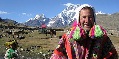 Trekker In Local Clothes Ausangate Trek Peru