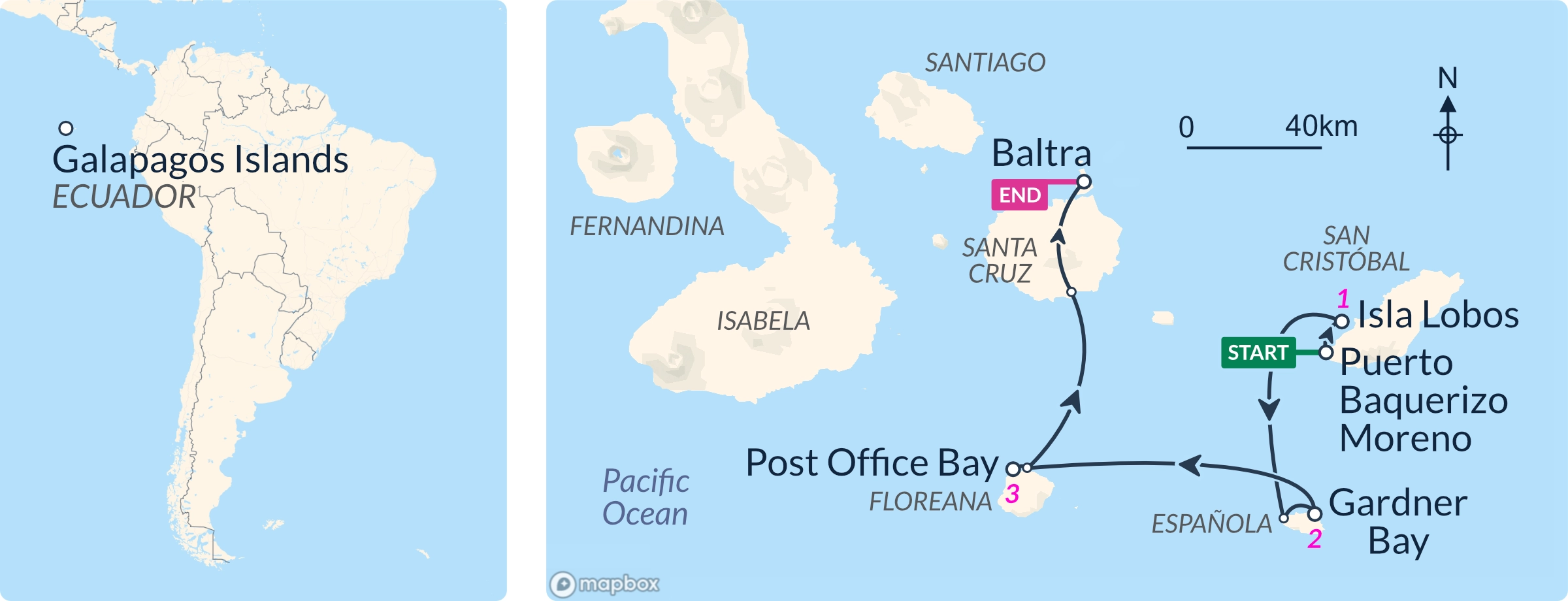Galaxy-Galapagos Islands Cruise Boat ITINERARY A