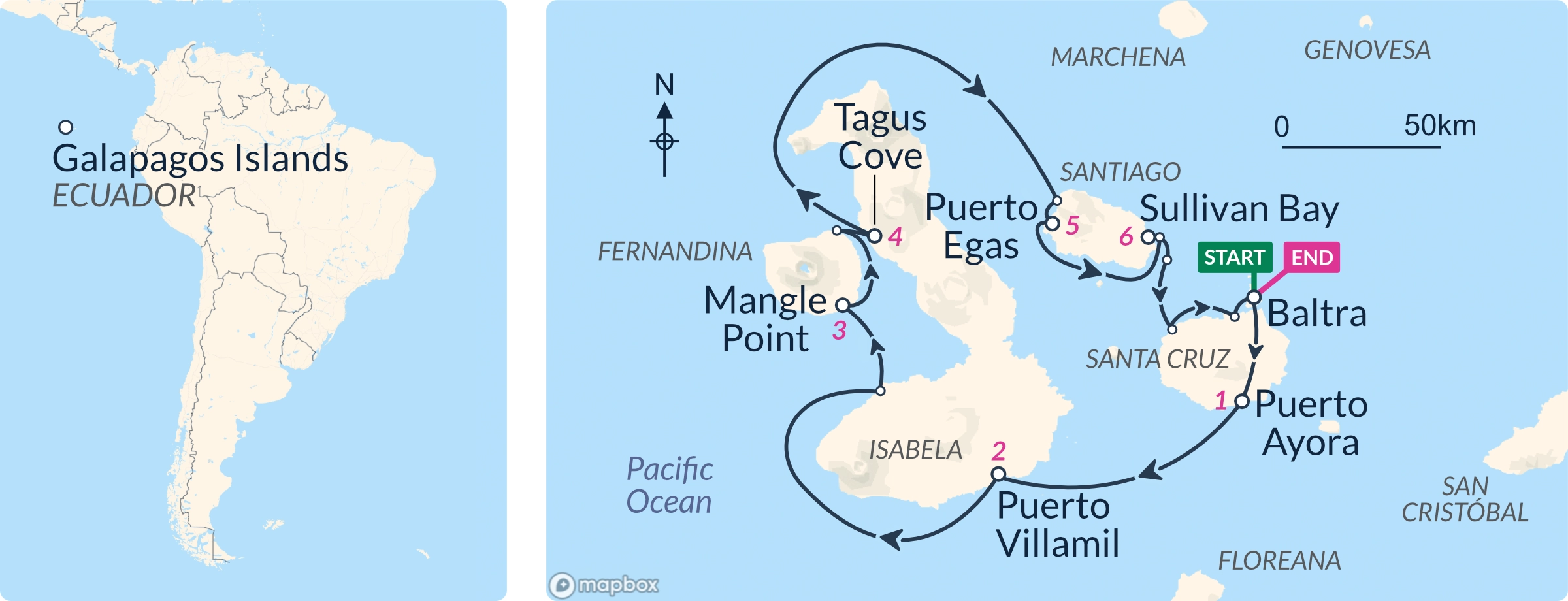 Galaxy-Galapagos Islands Cruise Boat ITINERARY B