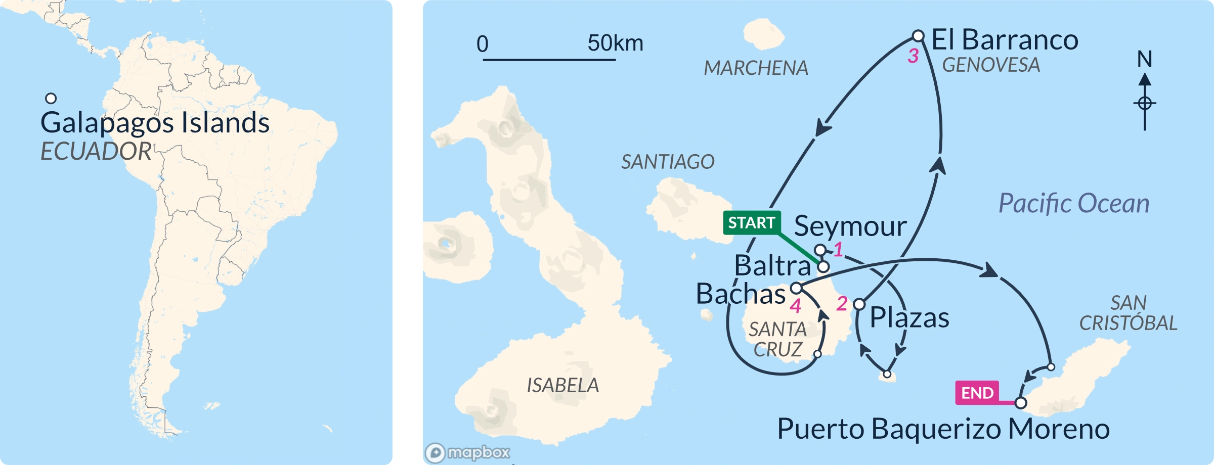 Galaxy-Galapagos Islands Cruise Boat ITINERARY C