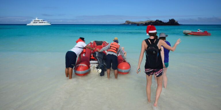Getting Into A Zodiac EcoGalaxy First Class Galapagos Catamaran