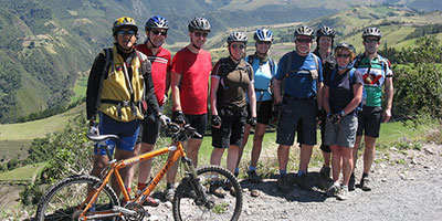 group of bikers biking Ecuador