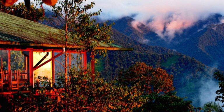 Santa Lucia Cabins At Sunset Ecuador