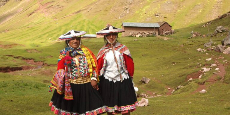 Ausangate Ladies In Colourful Woven Native Clothes Peru