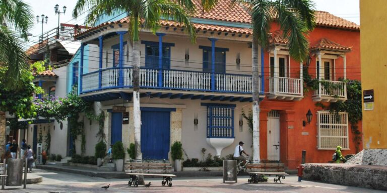 Colonial House Blue White Cartagena Colombia