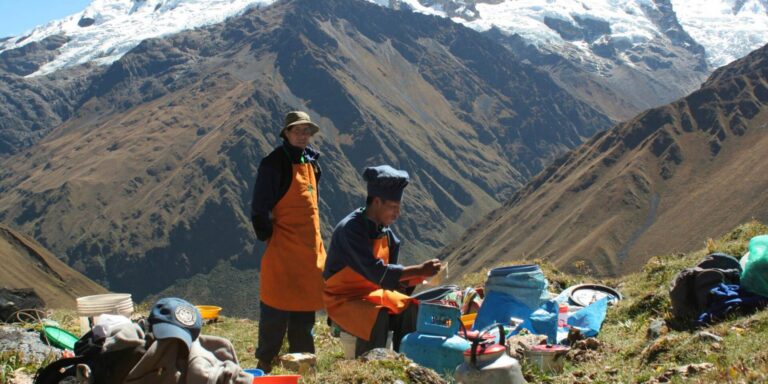 Cooks Making Lunch Choquequirao Trek Peru