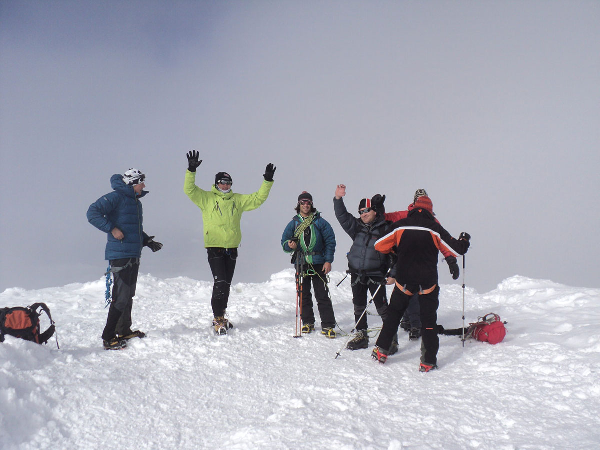 Successful Trekkers On Cayambe Summit Ecuador