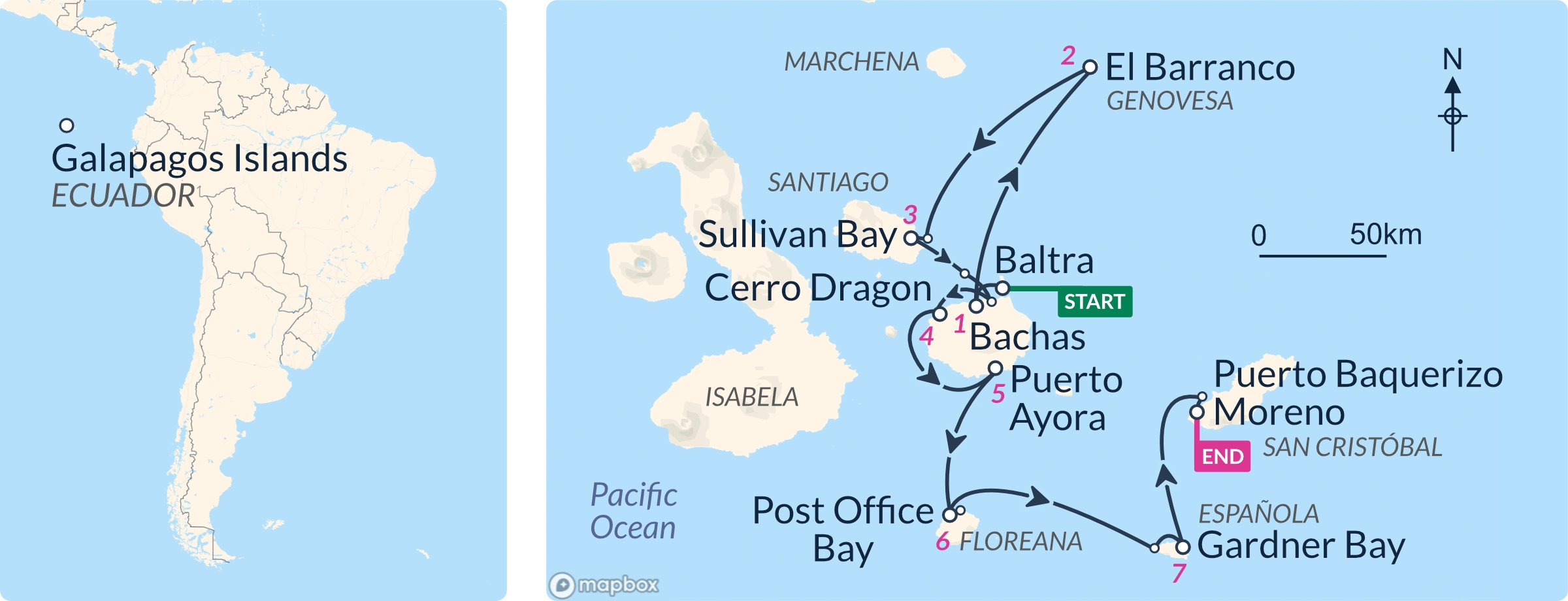 Aida Maria Galapagos Cruise Boat FULL ITINERARY