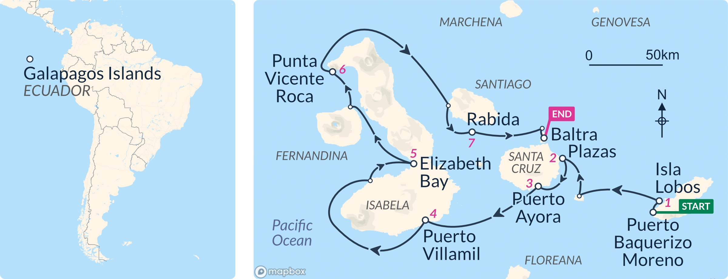 Aida Maria Galapagos Cruise Boat ITINERARY B
