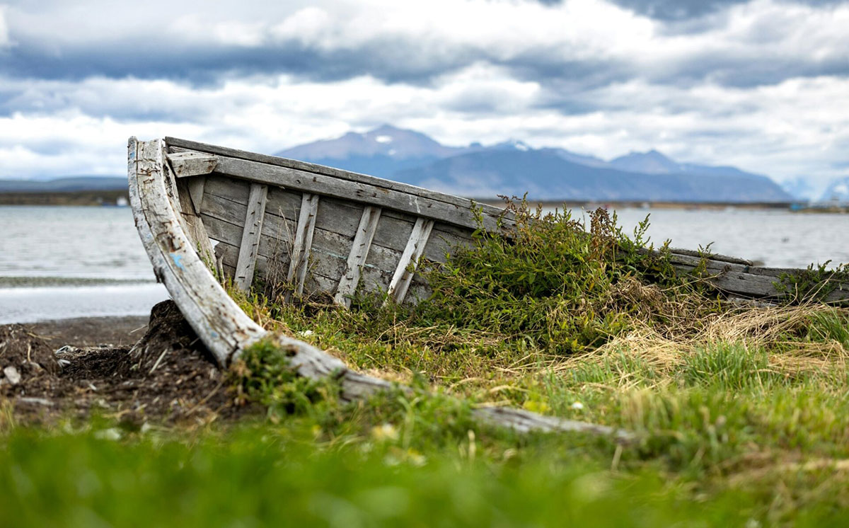 Boat wrek on Last Hope Sound Puerto Natales Chile