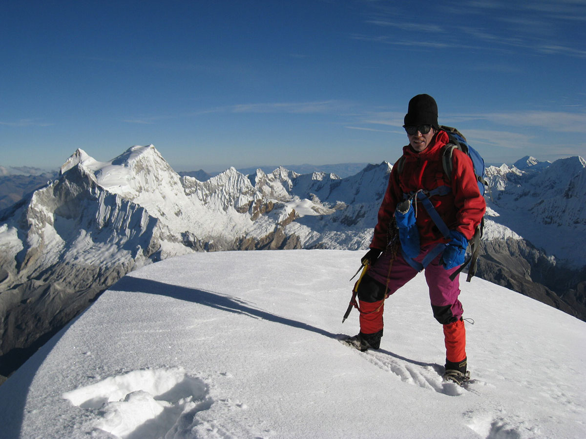 Chopicalqui summit and climber Peru