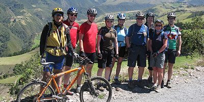 group of bikers biking Ecuador